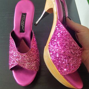 Last Call Sale 💕RARE Vintage Betsey Johnson Fuchsia Glitter Polly Pumps Shoes💕